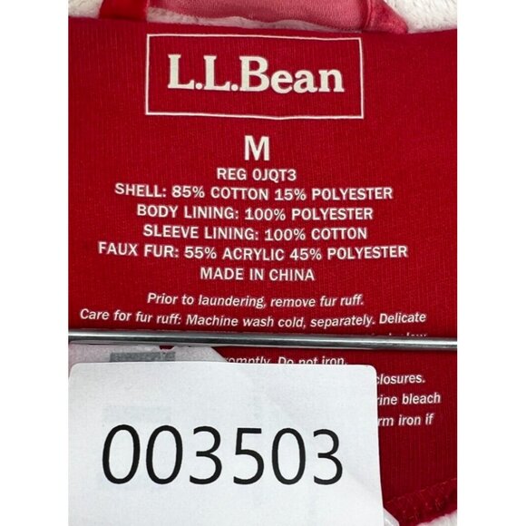 LL Bean Women’s Ivory Zip Hooded Faux Fur Lined Sweatshirt Medium Fur Ruff Hood - Picture 12 of 12